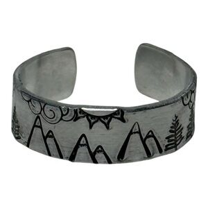 Handmade‎ Silver Mountain Design adjustable hypoallergenic cuff ring